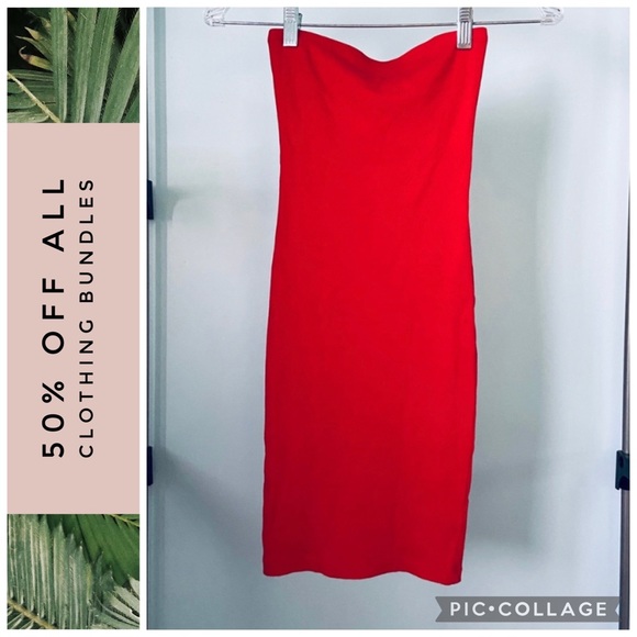 Forever 21 Dresses & Skirts - Forever 21 • Red Ribbed Bodycon Tube Dress